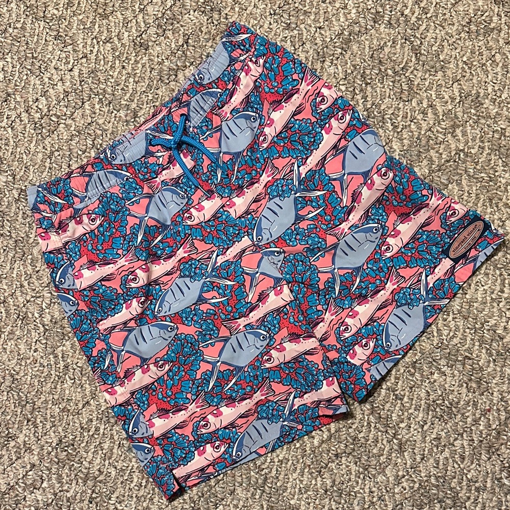 Vineyard Vines Pink and Blue Fish Print Shorts